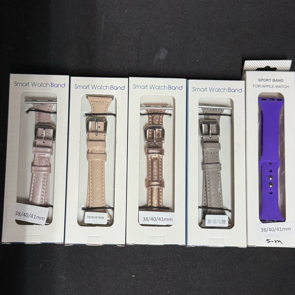 NEW Smart Watch 5 PC Bands Set - Neutral and Purple size 38/40/41mm